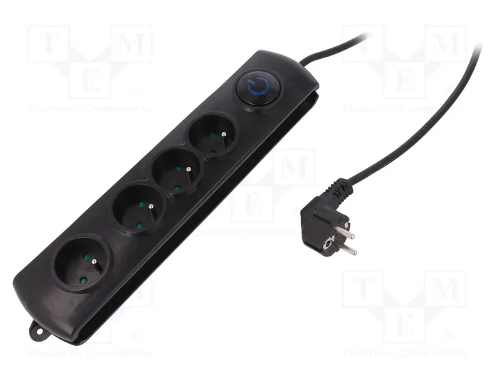 QOLTEC Bloc multiprise parafoudre 4 prises, 1,5m, noir QOLTEC Bloc multiprise parafoudre 4 prises, 1,5m, noir