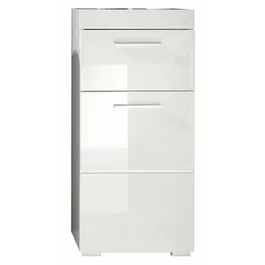 Trendteam Amanda - Meuble bas de salle de bain blanc, 1 porte et 1 tiroir, L 37 x P 31 x H 79 cm - Rangement en mélamine