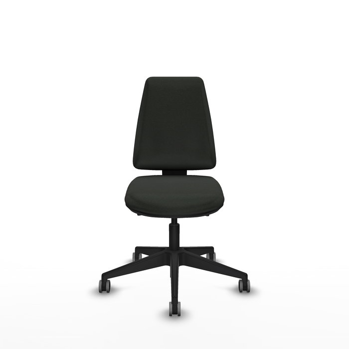 Chaise Elche Asynchrone Tissu Noir Base pyramidale noire Sans accoudoirs Sans appui-tête Roulettes 65mm pour moquette Chaise Elche Asynchrone Tissu Noir Base pyramidale noire Sans accoudoirs Sans appui-tête Roulettes 65mm pour moquette