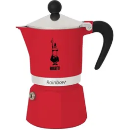 Bialetti Cafetière italienne Moka Express 6 tasses, 0.30 L, couleur rouge, modèle Rainbow