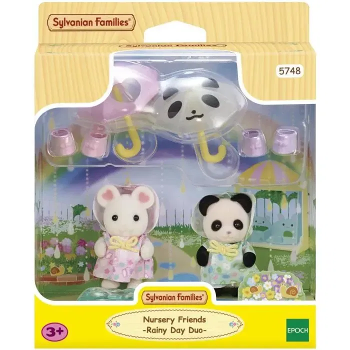 Sylvanian Families - Figurines Articulées Duo Bébés Panda et Souris Marshmallow en Habits de Pluie avec Parapluies Détachables Sylvanian Families - Figurines Articulées Duo Bébés Panda et Souris Marshmallow en Habits de Pluie avec Parapluies Détachables