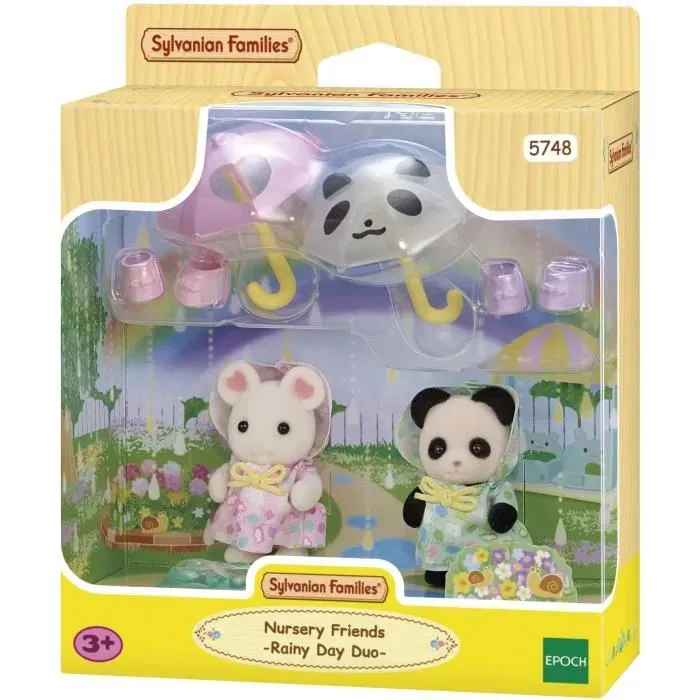 Sylvanian Families - Figurines Articulées Duo Bébés Panda et Souris Marshmallow en Habits de Pluie avec Parapluies Détachables Sylvanian Families - Figurines Articulées Duo Bébés Panda et Souris Marshmallow en Habits de Pluie avec Parapluies Détachables
