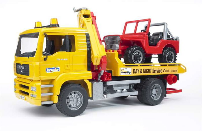 Bruder Camion d'assistance MAN TGA 49x18x25 cm avec tout-terrain 26x14x14 cm, jouet ABS 3+ Bruder Camion d'assistance MAN TGA 49x18x25 cm avec tout-terrain 26x14x14 cm, jouet ABS 3+