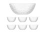 Vivalto Set 7 Pièces Relieve Fino 1 Bol Grand 6 Bols Petits 54x9x22 cm Verre Transparent (Set de 4)