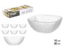Vivalto Set 7 Pièces Relieve Fino 1 Bol Grand 6 Bols Petits 54x9x22 cm Verre Transparent (Set de 4)
