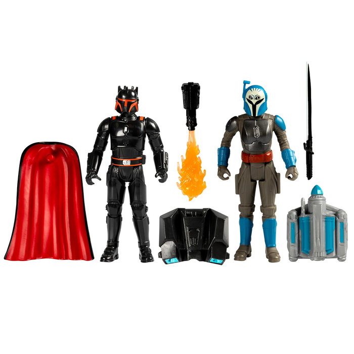 Hasbro Star Wars - Figurines articulées Bo-Katan Kryze et Moff Gideon (10 cm) avec Darksaber, lance-flammes et jetpacks - Pack de 2 - The Mandalorian
