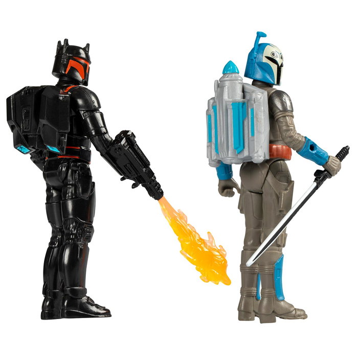 Hasbro Star Wars - Figurines articulées Bo-Katan Kryze et Moff Gideon (10 cm) avec Darksaber, lance-flammes et jetpacks - Pack de 2 - The Mandalorian