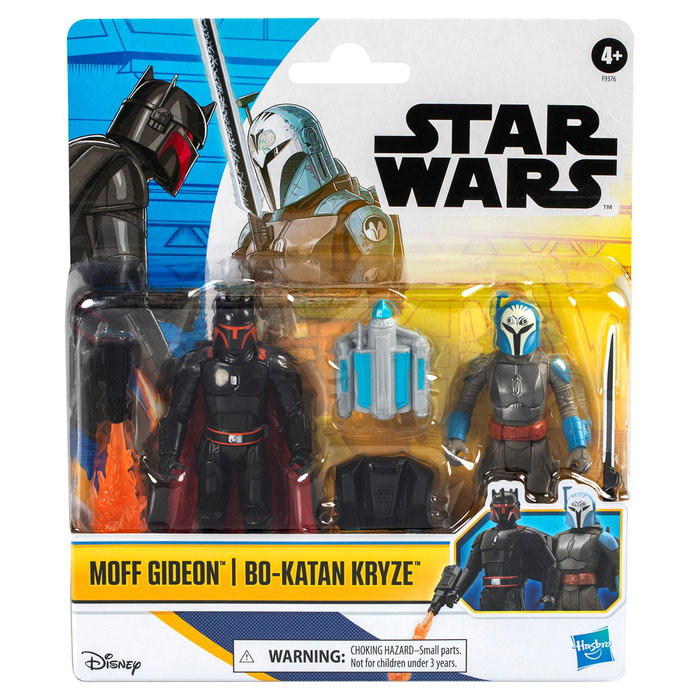 Hasbro Star Wars - Figurines articulées Bo-Katan Kryze et Moff Gideon (10 cm) avec Darksaber, lance-flammes et jetpacks - Pack de 2 - The Mandalorian