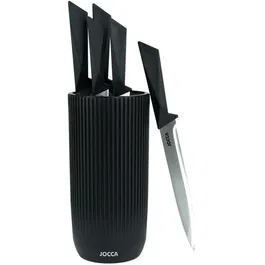 JOCCA Set de 5 Couteaux avec Bloc en Polypropylène Noir - Set Professionnel pour Cuisine