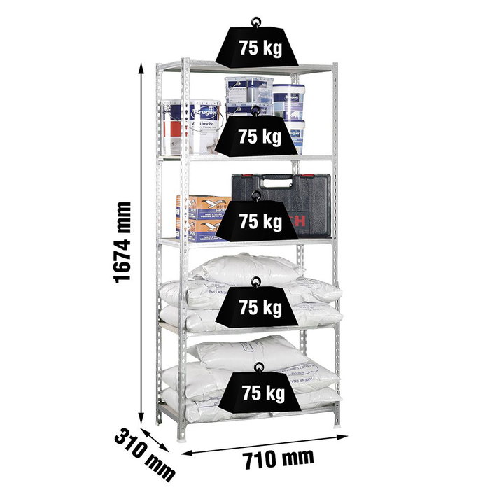Étagère Simon Rack Bois 167,4 X 71 X 31 CM Gris 5 Etagères Étagère Simon Rack Bois 167,4 X 71 X 31 CM Gris 5 Etagères