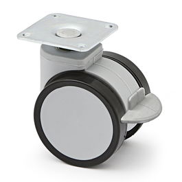 Q&Q Roue Giratoire Ø50 H64 Plastique Gris Avec et Sans Frein