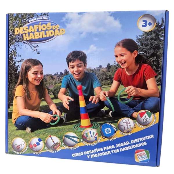 Cefa Grand Prix - Jeu de défis et d'habileté motrice pour enfants, avec accessoires (échasses, lancer d'anneaux, cône, corde à sauter) Cefa Grand Prix - Jeu de défis et d'habileté motrice pour enfants, avec accessoires (échasses, lancer d'anneaux, cône, corde à sauter)