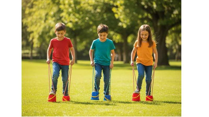 Cefa Grand Prix - Jeu de défis et d'habileté motrice pour enfants, avec accessoires (échasses, lancer d'anneaux, cône, corde à sauter) Cefa Grand Prix - Jeu de défis et d'habileté motrice pour enfants, avec accessoires (échasses, lancer d'anneaux, cône, corde à sauter)