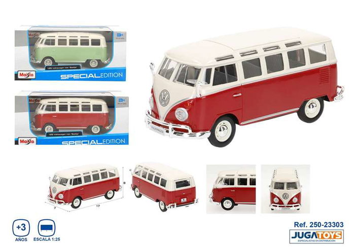 Maisto Volkswagen Samba Furgoneta, échelle 1:25, Beige et Vert Maisto Volkswagen Samba Furgoneta, échelle 1:25, Beige et Vert