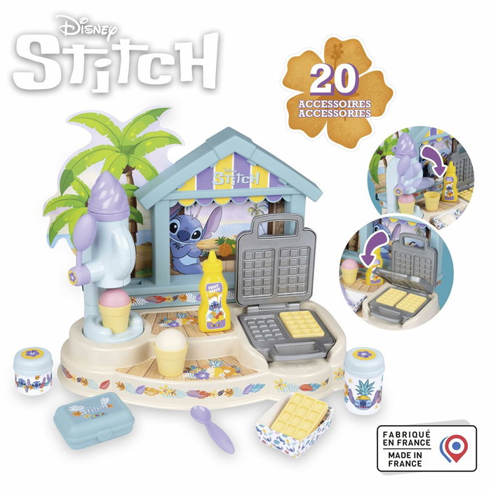 Smoby Paillote Gourmande Stitch - Fabrique à glaces et gaufrier