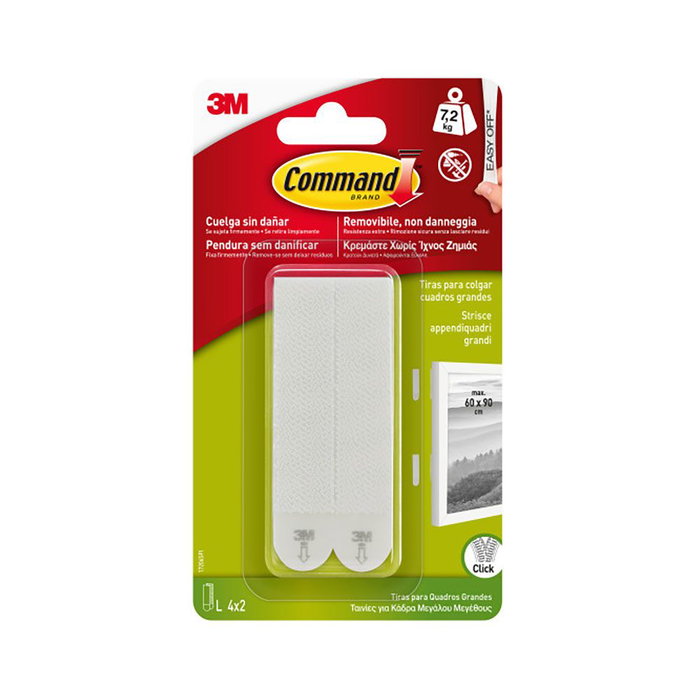 3M Command tiras grandes pour colgar cuadros, 4 paires, 7 kg