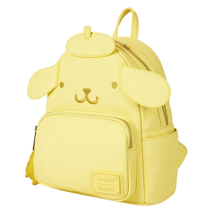 LOUNGEFLY Mochila Pompompurin Hello Kitty Sac à Dos 26 cm en Similicuir Texturé avec Bretelle Rembourrée, Poche à Fermeture Éclair et Détails Dorés