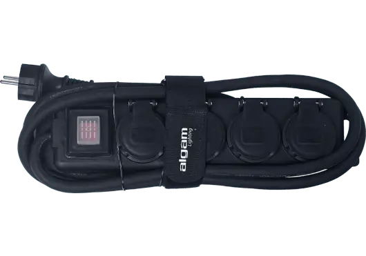 Algamlight Regleta Pro 4 - Multiprise étanche extérieur IP44 4 voies 16A 230V avec interrupteur 2m Noir
