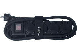 Algamlight Regleta Pro 4 - Multiprise étanche extérieur IP44 4 voies 16A 230V avec interrupteur 2m Noir