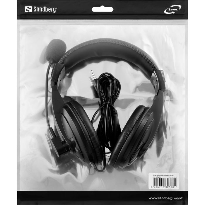 Sandberg Saver - Casque audio avec microphone et contrôle de volume sur câble - Format MiniJack - Pour smartphone et PC