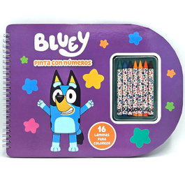 MOOSE Libreta Pinta con Numeros Bluey - Livre de coloriage par numéros avec pinceau et peintures, format 21x15 cm, 16 pages