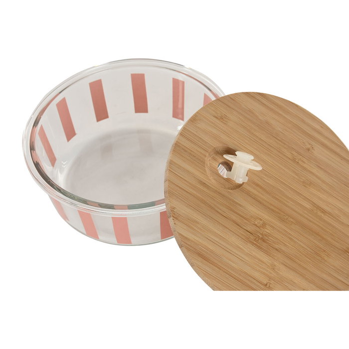 Boîte à lunch Home ESPRIT Jaune Vert Corail Verre Verre Borosilicaté Rayures Moderne 900 ml