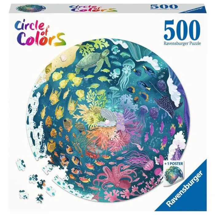 Ravensburger Puzzle Adulte 500 Pièces Rond - Océan (Circle of Colors) - Dès 12 Ans - Réf. 17170