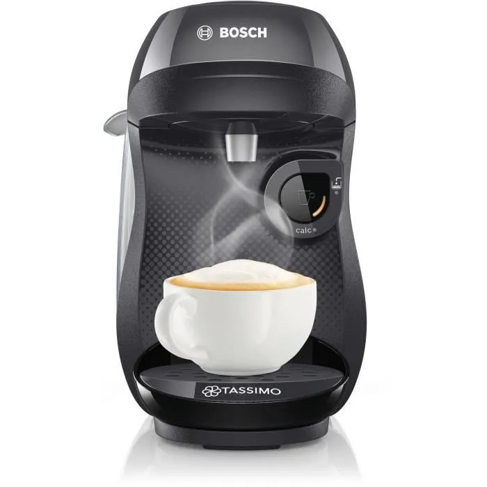 Bosch TAS102EC3 - Machine à café automatique Tassimo Happy noire - Inclut 3 packs de T-Discs - Compacte, éco-conçue, réservoir 0.7L, facile d'utilisation