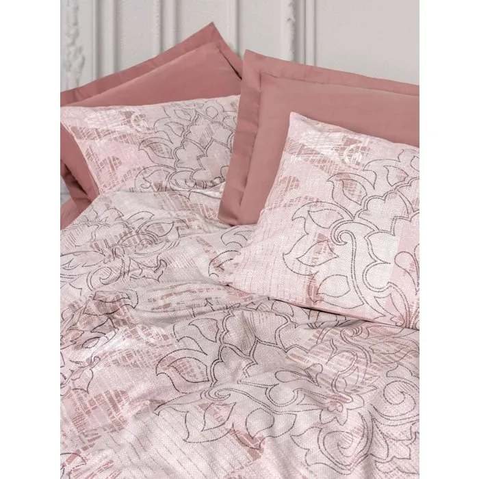 Parure de lit 1 housse de couette 140 x 200 cm + 1 taie d'oreiller 60 x 60 cm - 100% coton renforcé - Rose poudré
