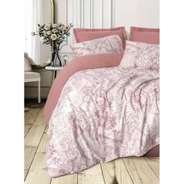 Parure de lit 1 housse de couette 140 x 200 cm + 1 taie d'oreiller 60 x 60 cm - 100% coton renforcé - Rose poudré