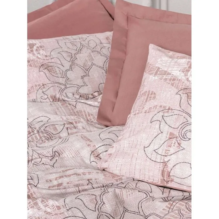 Parure de lit 1 housse de couette 140 x 200 cm + 1 taie d'oreiller 60 x 60 cm - 100% coton renforcé - Rose poudré