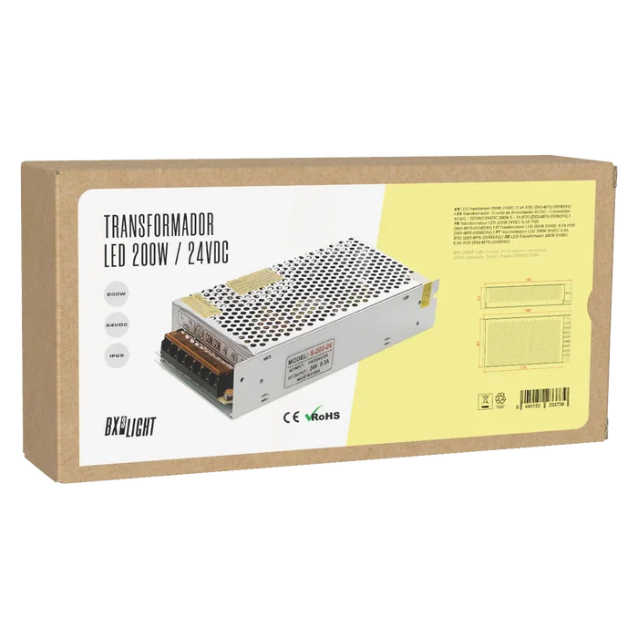 BX3-MPS-200W24V - Alimentation AC/DC transformateur 220VAC vers 24VDC 200W 6A IP20 - pour bandes LED et systèmes électroniques