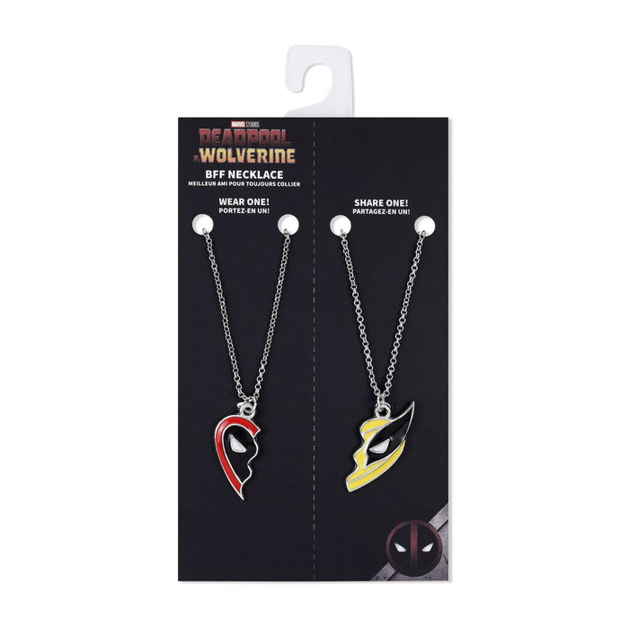 PEERS HARDY Set de 2 Colliers Pendentifs Deadpool et Wolverine Marvel - Coeur Séparable - Fermoir Pince de Langosta