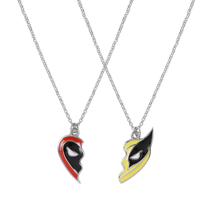 PEERS HARDY Set de 2 Colliers Pendentifs Deadpool et Wolverine Marvel - Coeur Séparable - Fermoir Pince de Langosta