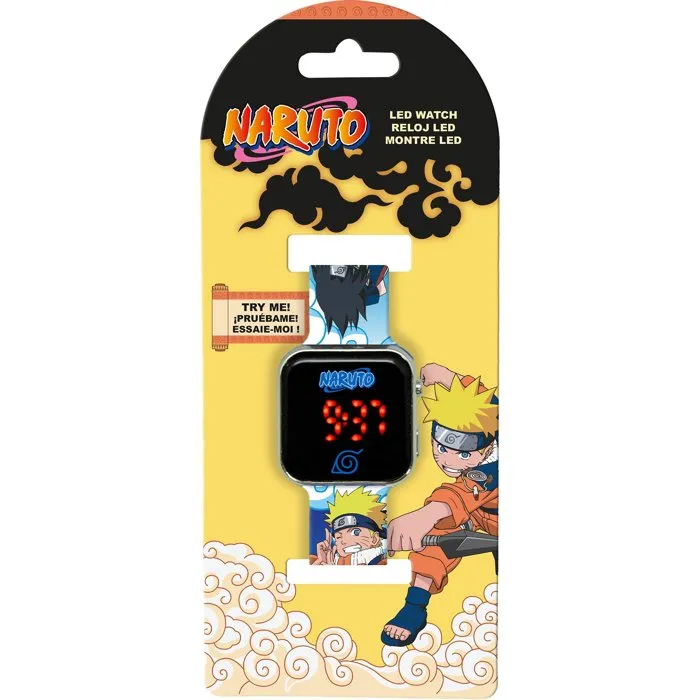 Kids Licensing Montre LED Naruto avec affichage de l'heure et de la date, changeur de fond d'écran, pile incluse, pour enfant dès 4 ans