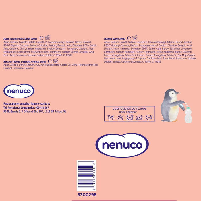 Nenuco Sac à dos et kit de soins 4 pièces - Eau de Cologne, shampoing et savon pour adultes et famille