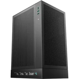 Deepcool CH170 Digital - Boîtier PC Gamer Mini-ITX Noir sans Alimentation - Tour Compacte avec Facade Mesh, Verre Trempé et Affichage Digital - Ports USB 3.0 et Type-C