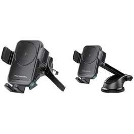 Thomson Support de Téléphone Voiture avec Chargeur sans Fil 15W - Fixation par Ventouse et Grille d'Aération