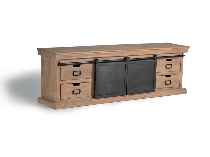 GINER Y COLOMER Meuble TV style industriel en bois de manguier et métal, couleur naturel et gris GINER Y COLOMER Meuble TV style industriel en bois de manguier et métal, couleur naturel et gris