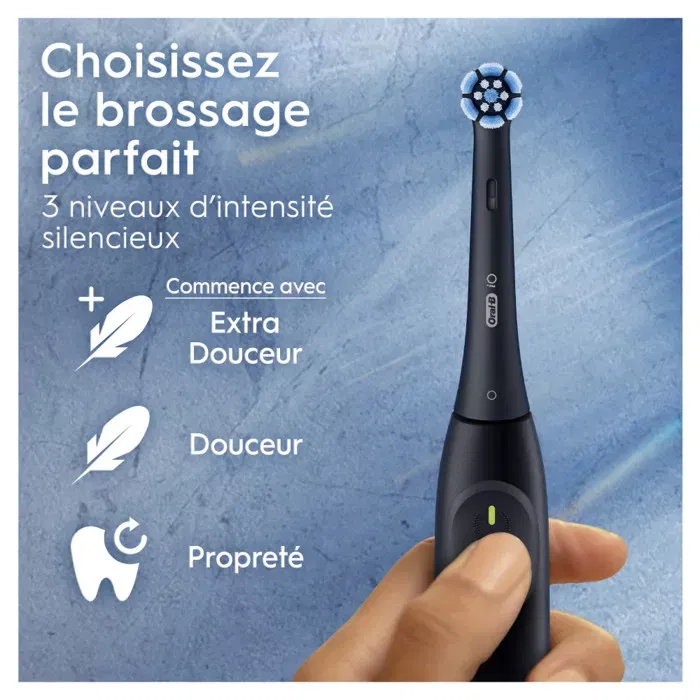Oral-B iO2 - Brosse à dents électrique - Noir - 3 modes de brossage, minuteur 2 minutes, capteur de pression, batterie longue durée
