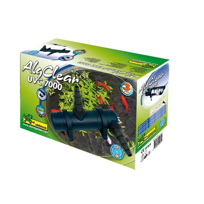 Ubbink AlgClear 7000 - Appareil UV-C pour bassin jusqu'à 7000 L - Détruit les algues - Avec filtre 9W, transformateur et câble de 4,85 m - Noir