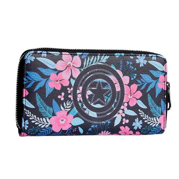Marvel Portefeuille Capitaine America Spring Essential, Multicolore 10x19x2 cm en PVC et polyester, pour cartes, billets et pièces
