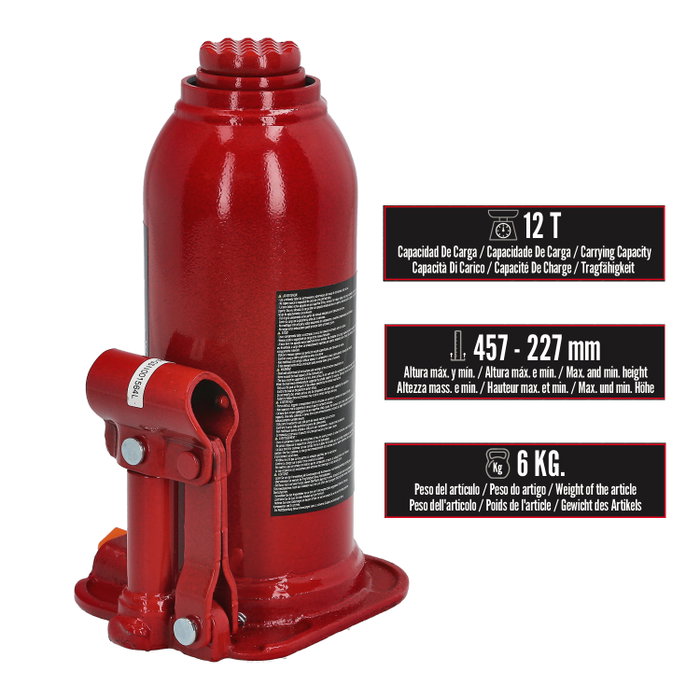 WOLFPACK LINEA PROFESIONAL Cric Hydraulique Bouteille 12000 Kg