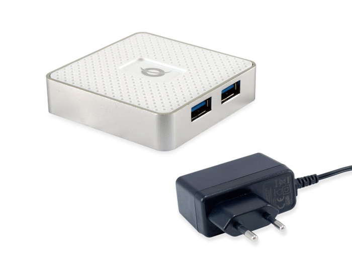 Conceptronic Hub USB 3.0 4 Ports (5Gbps) avec Adaptateur Secteur - Hubbies03 W 4