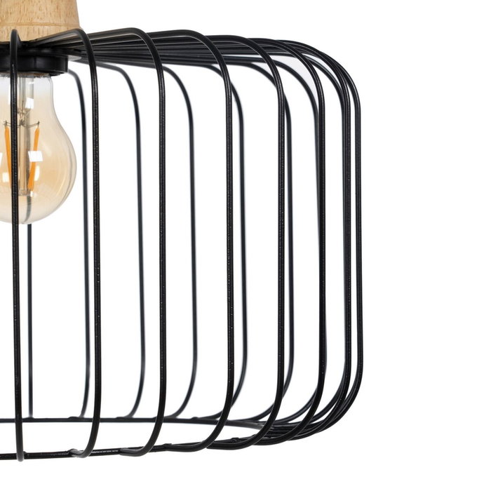 BigBuy Home Suspension Noir Naturel Bois Fer 35 x 35 cm BigBuy Home Suspension Noir Naturel Bois Fer 35 x 35 cm