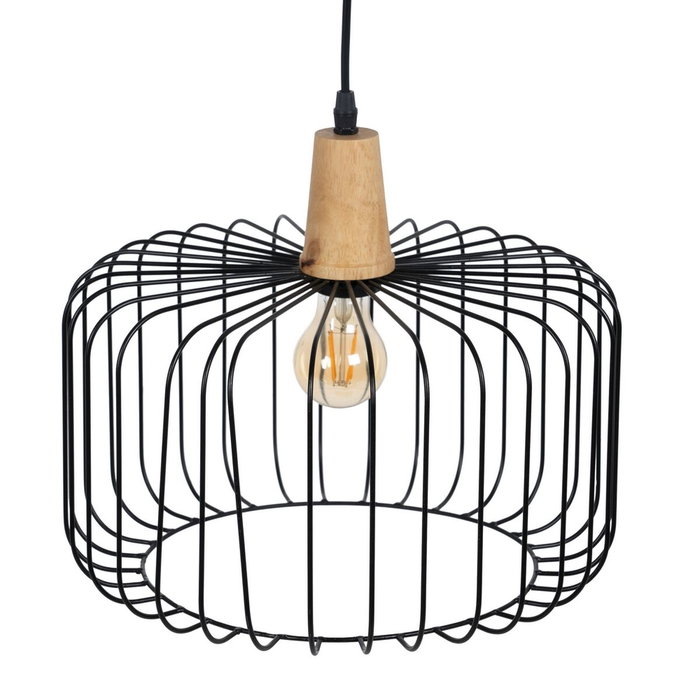 BigBuy Home Suspension Noir Naturel Bois Fer 35 x 35 cm BigBuy Home Suspension Noir Naturel Bois Fer 35 x 35 cm