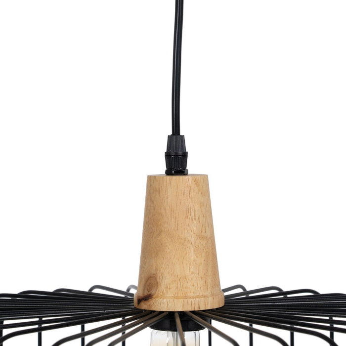 BigBuy Home Suspension Noir Naturel Bois Fer 35 x 35 cm BigBuy Home Suspension Noir Naturel Bois Fer 35 x 35 cm