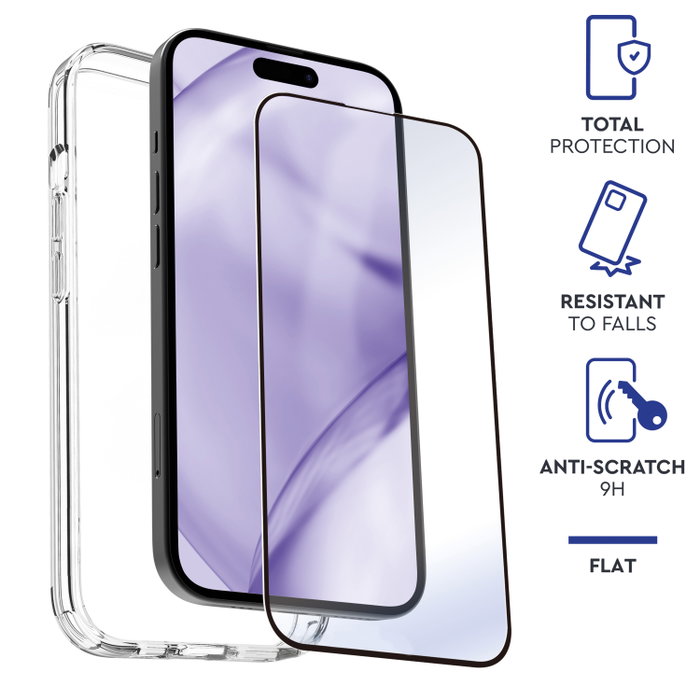 Myway Carcasa pour Apple iPhone 15 Pro avec Protection Écran en Verre Trempé – TPU Transparent