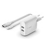 Chargeur Mural + Câble Lightning MFI Belkin WCD001VF1MWH Blanc Multicouleur