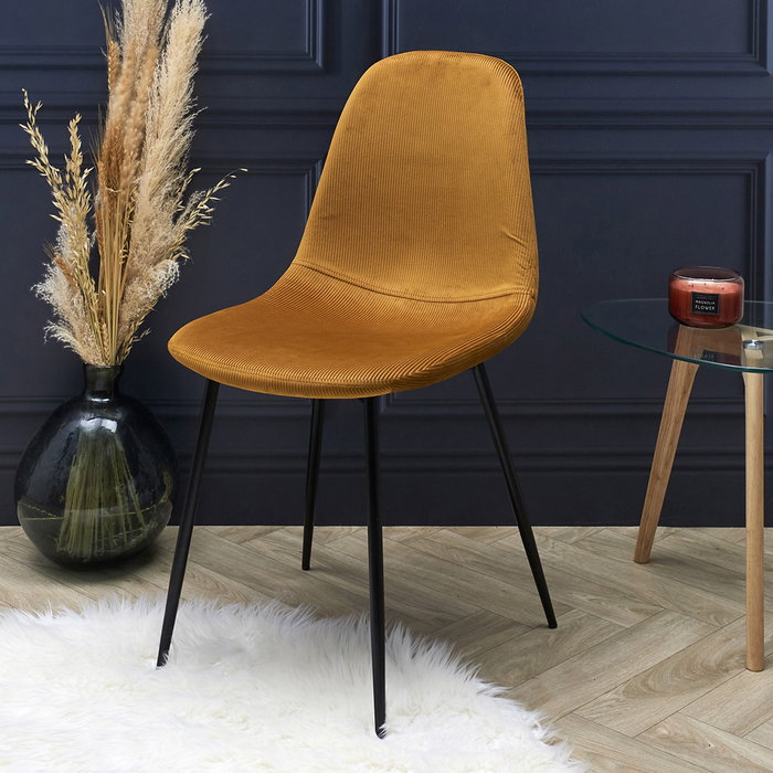 Home Deco Factory Chaise en Velours Giulia Moutarde